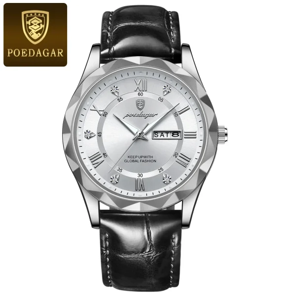 Luxury Leather Men Watch (POEDAGAR 615) - 5