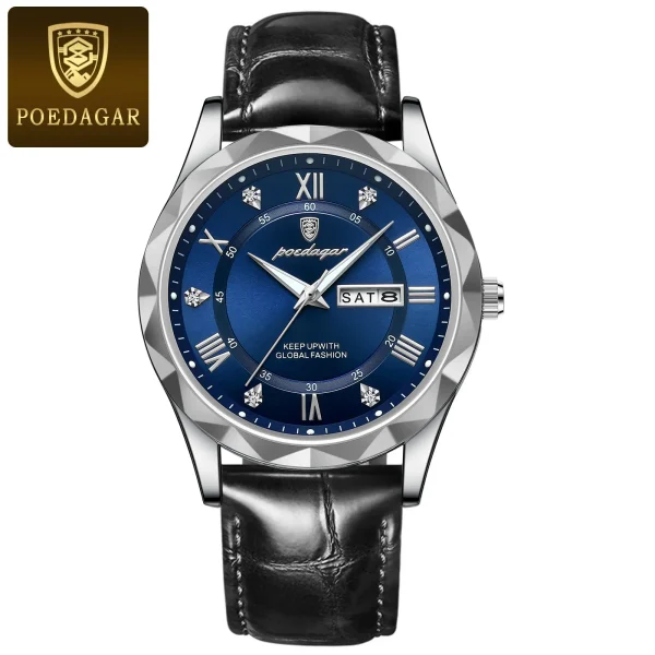 Luxury Leather Men Watch (POEDAGAR 615) - 6