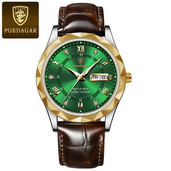 Luxury Leather Men Watch (POEDAGAR 615) - 3