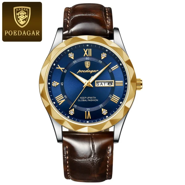 Luxury Leather Men Watch (POEDAGAR 615) - 2