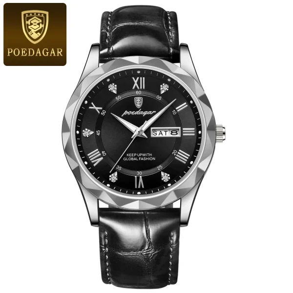 Luxury Leather Men Watch (POEDAGAR 615) - 4